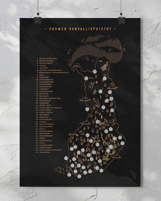 Suomen kansallispuistot / raaputuskartta